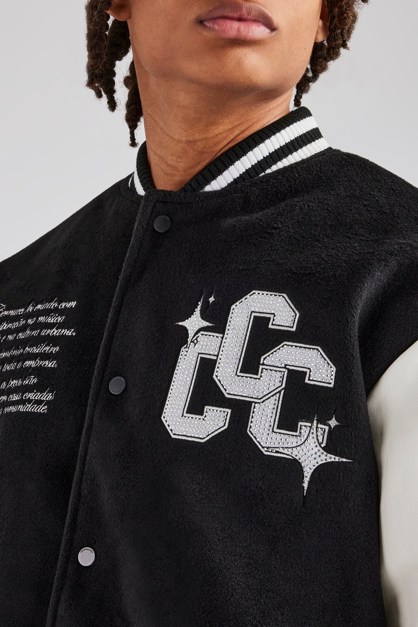 Bomberjacke mit Strasssteinen - Schwarz